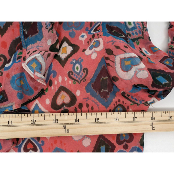 Emily Lovelock Julia Mini Dress in Pink Heart Multi Long Puff Sleeve S US 4-6 - Picture 8 of 12